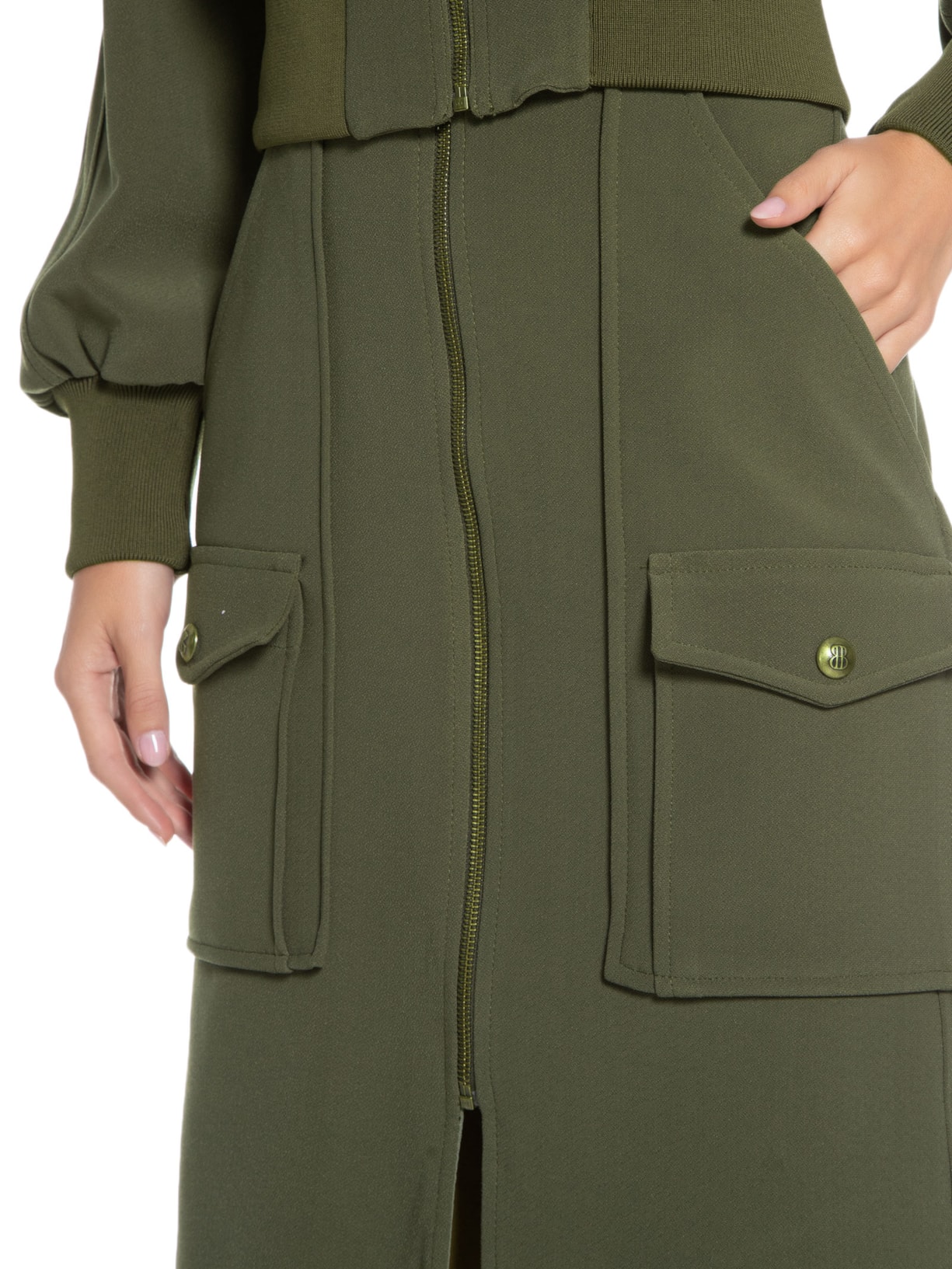 Saia Midi Callie Military Verde Bo.bô