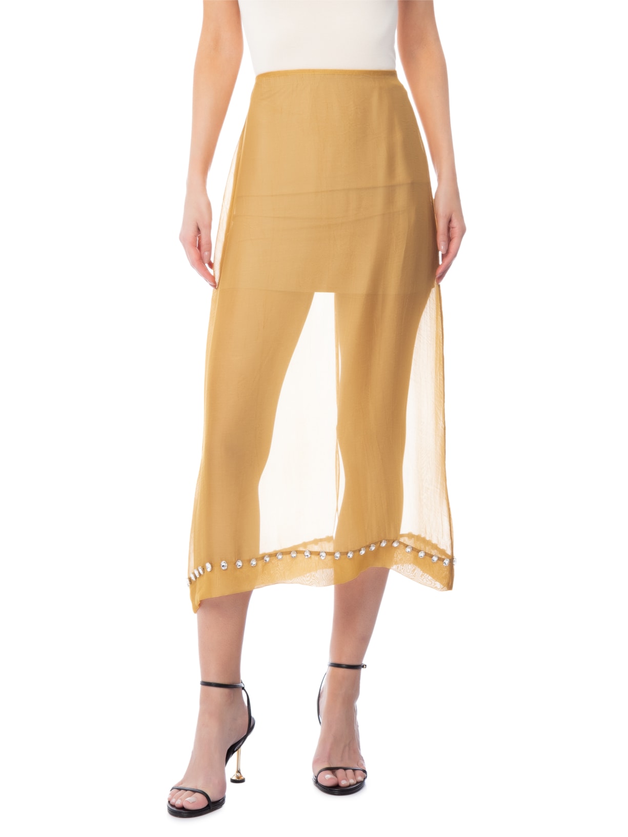 Saia Midi Canário Amarelo Marina Bitu