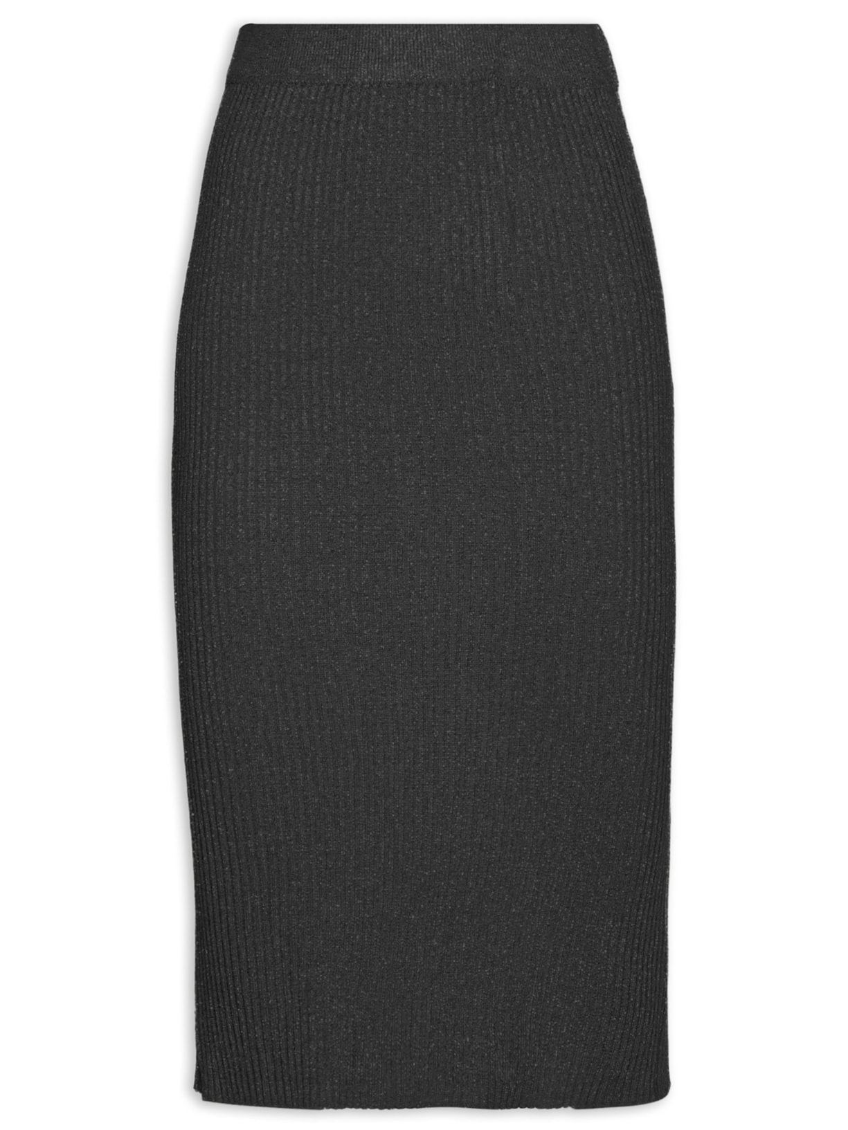 Saia Midi Canelada Preto Basiq