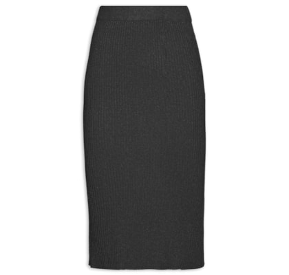 Saia Midi Canelada - Preto
