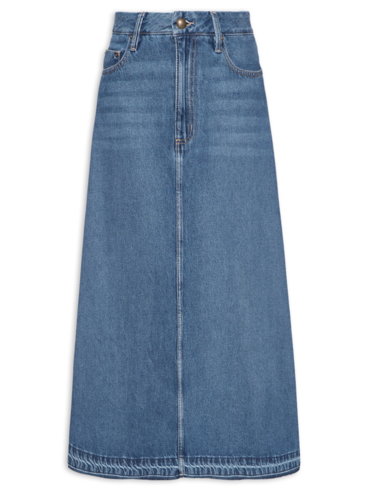 Saia Midi Cecily Jeans - Azul