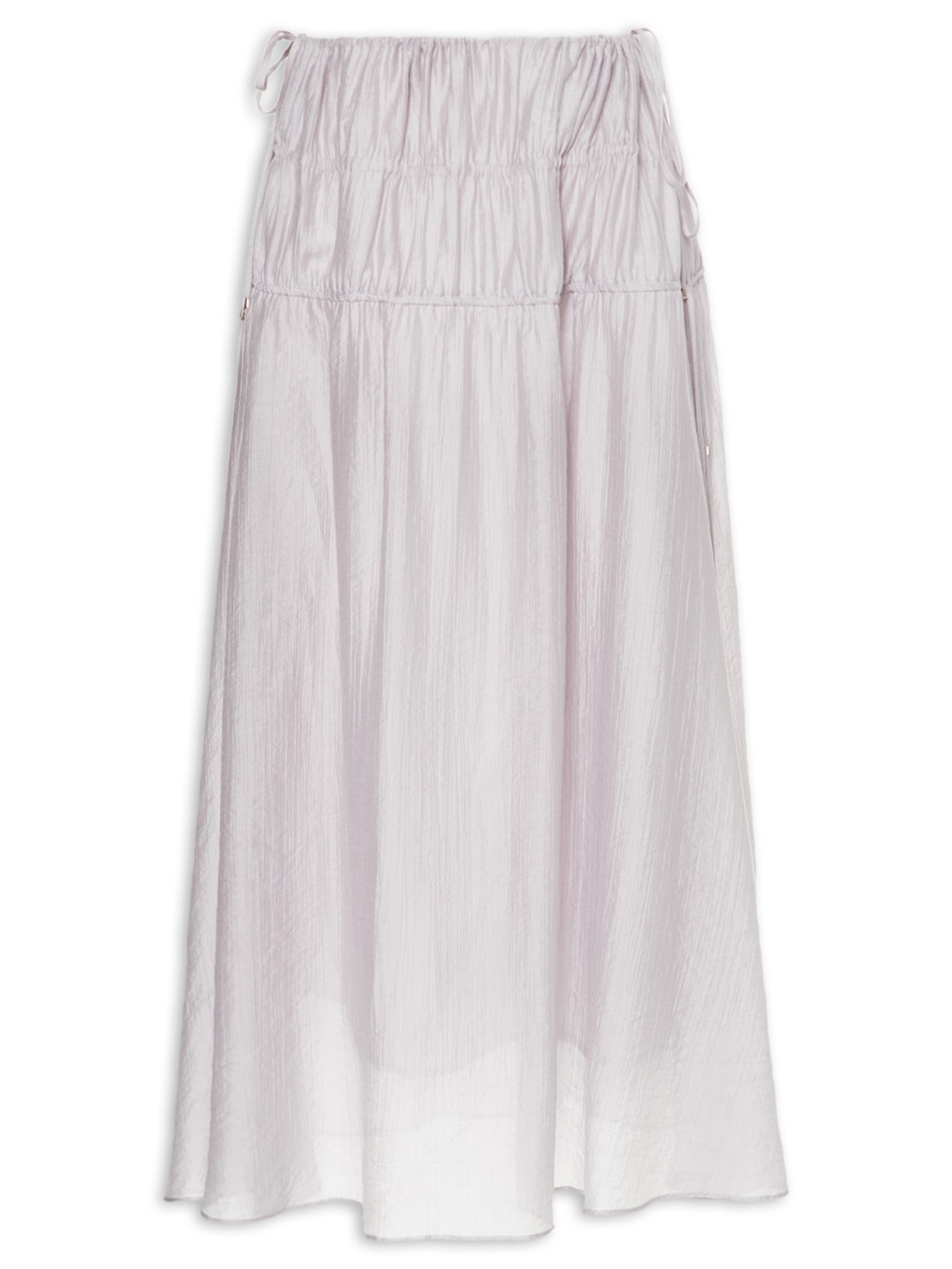 Saia Midi Cintura Alta Franzidos - Cinza