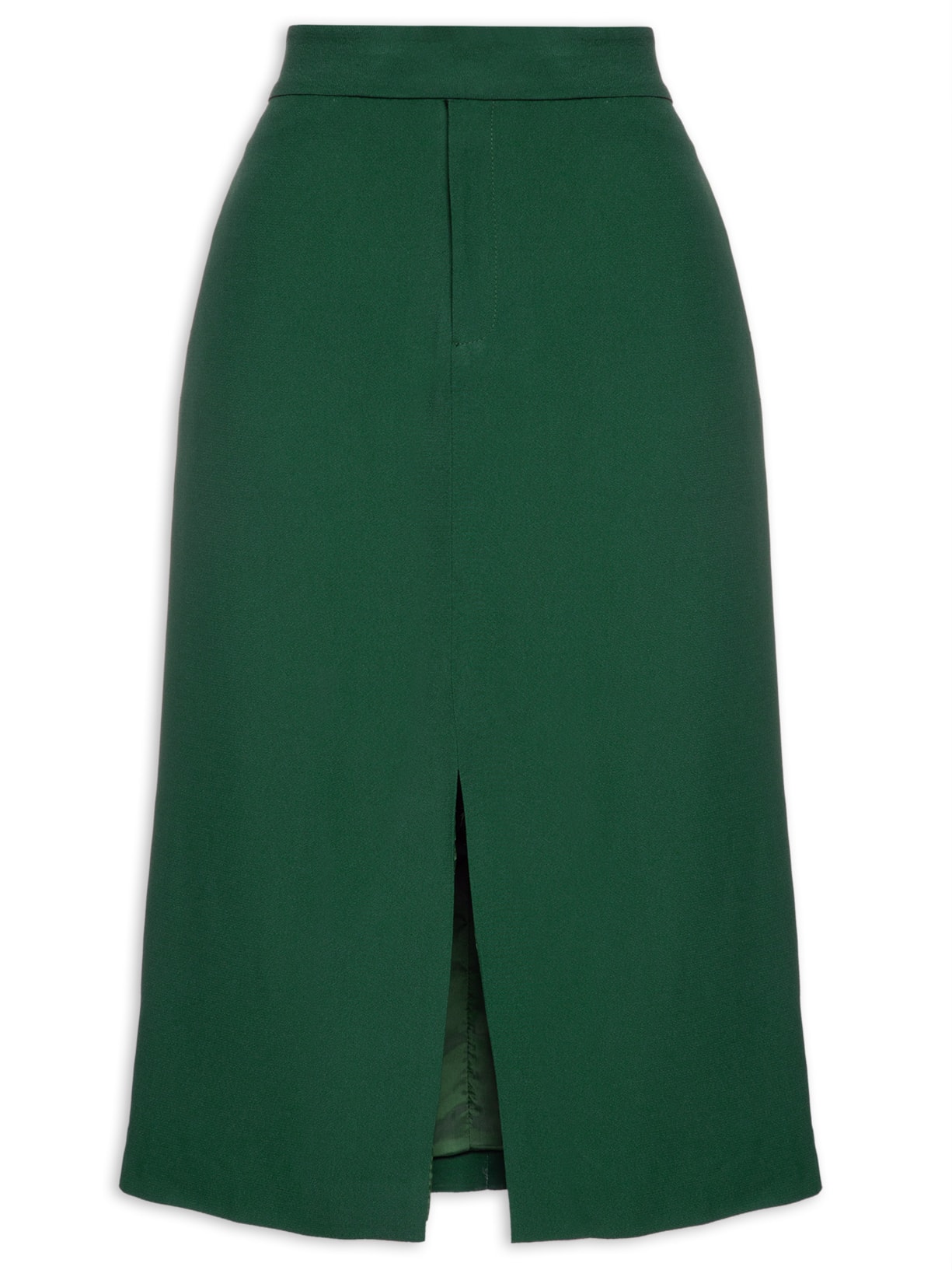 Saia Midi Cintura Média Em Crepe - Verde