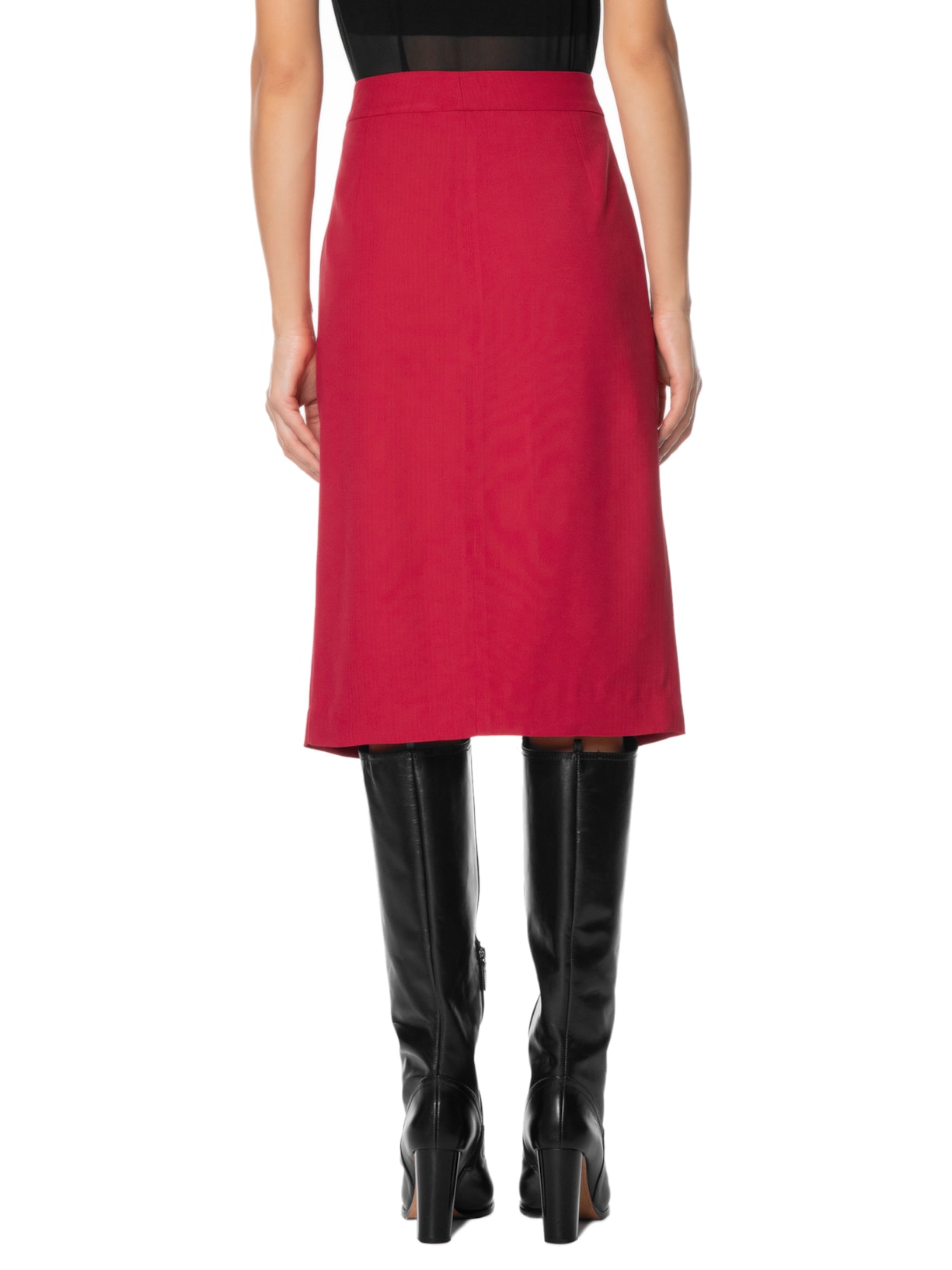 Saia Midi Cintura Média Em Crepe Vermelho '2Essential