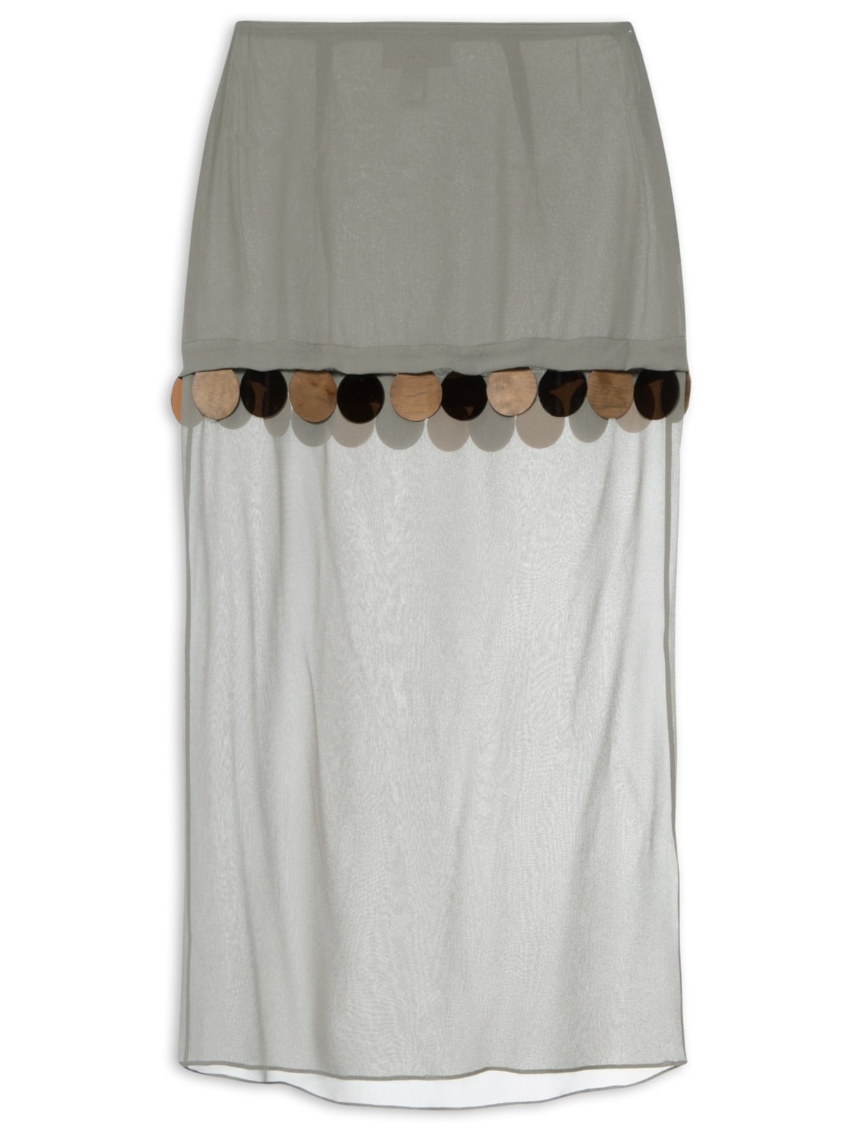 Saia Midi Com Aplicações - Cinza