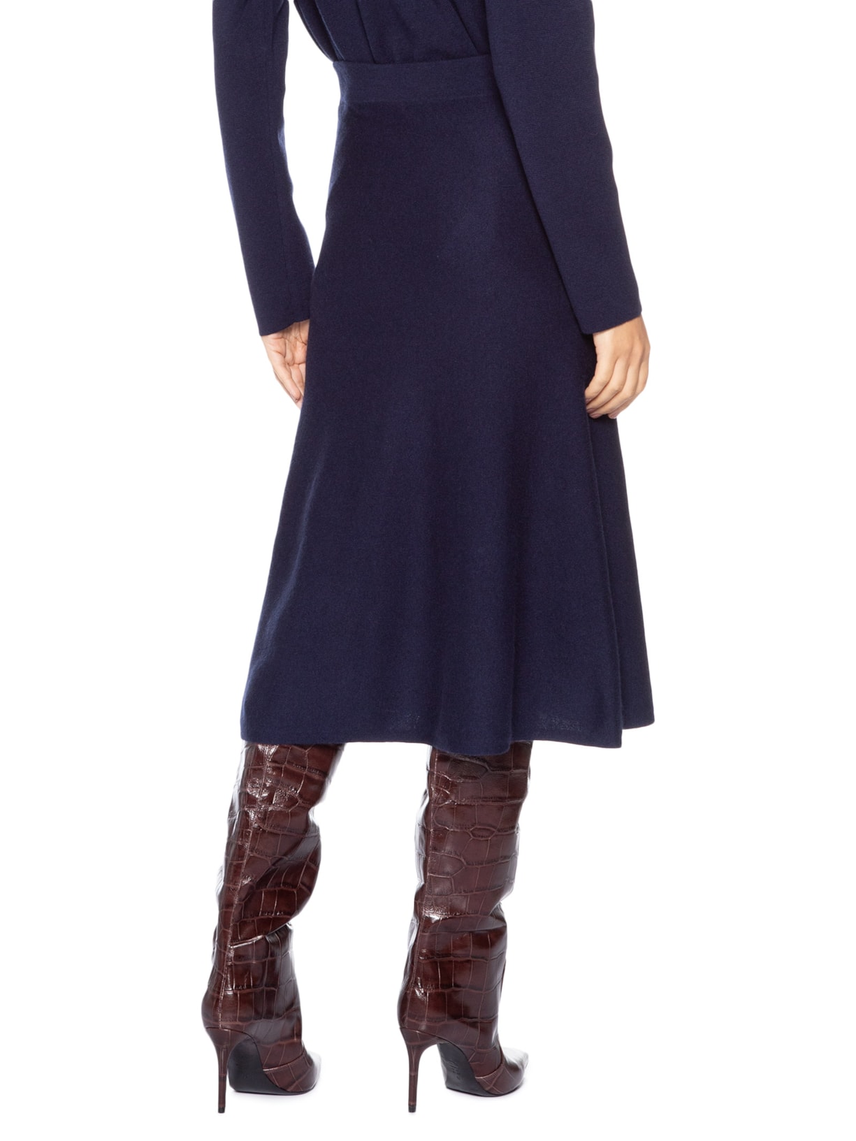 Saia Midi Com Blend De Lã E Cashmere Azul '2Essential