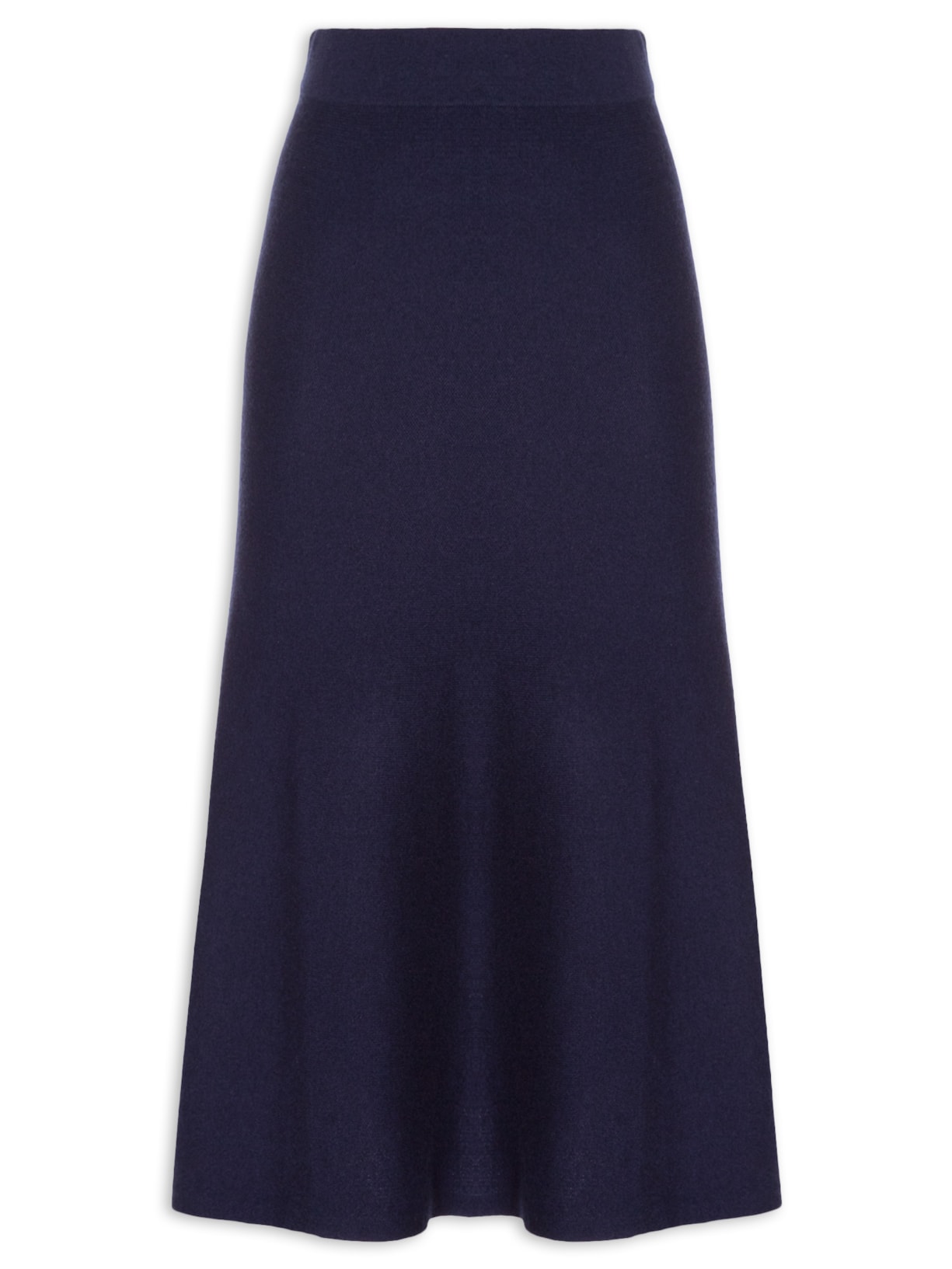 Saia Midi Com Blend De Lã E Cashmere - Azul