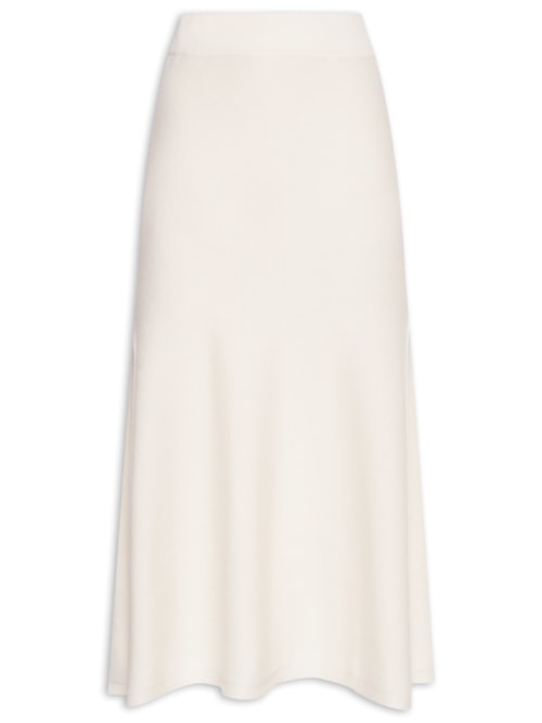 Saia Midi Com Blend de Lã e Cashmere - Off White