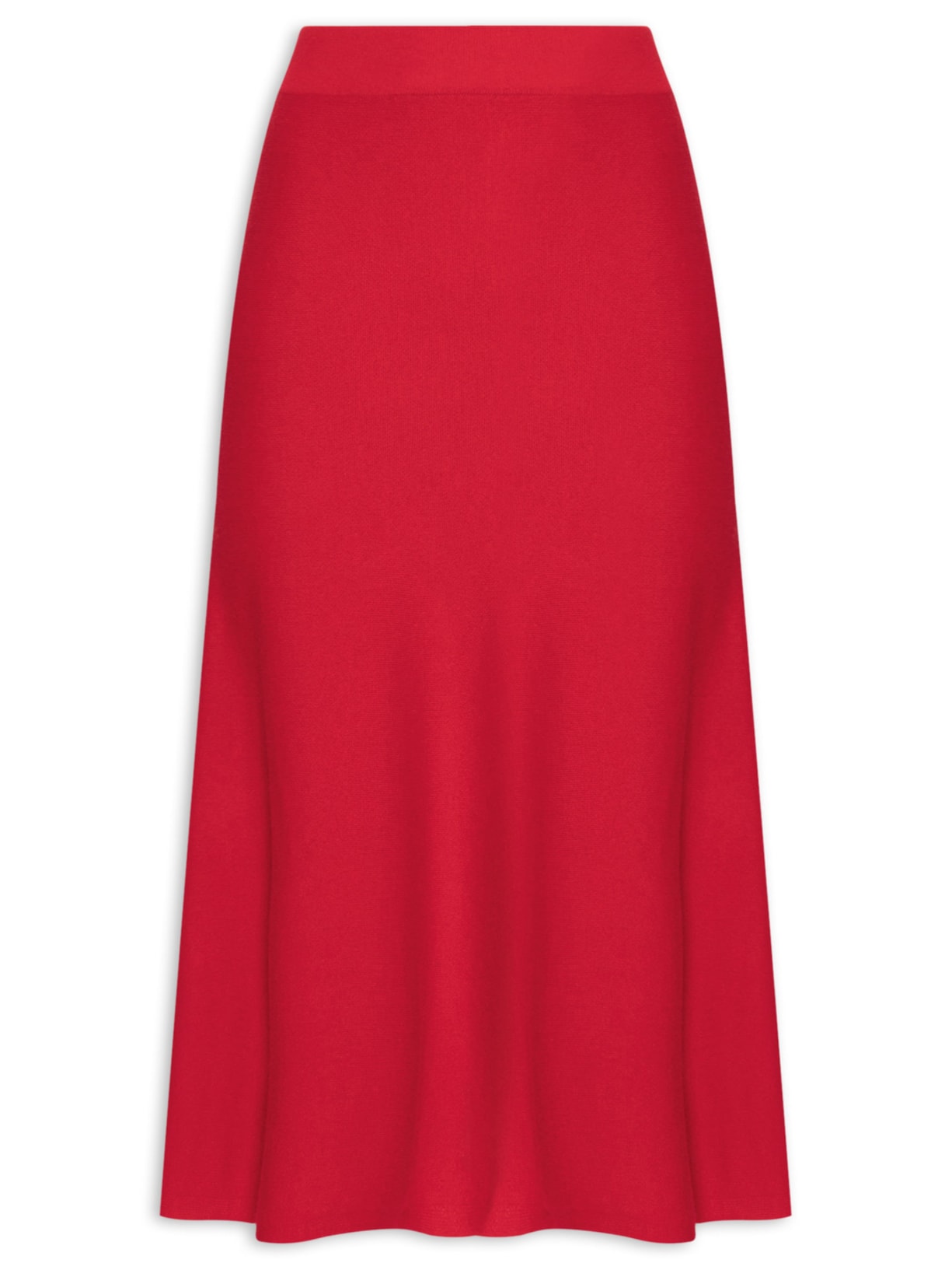 Saia Midi Com Blend de Lã e Cashmere Vermelho  '2Essential