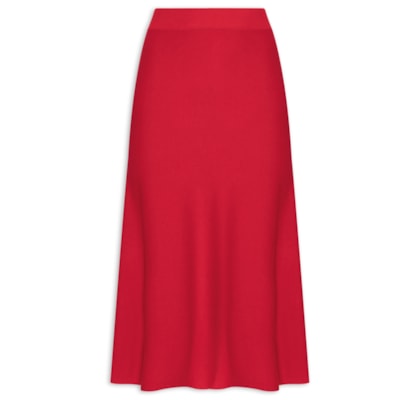 Saia Midi Com Blend de Lã e Cashmere - Vermelho 