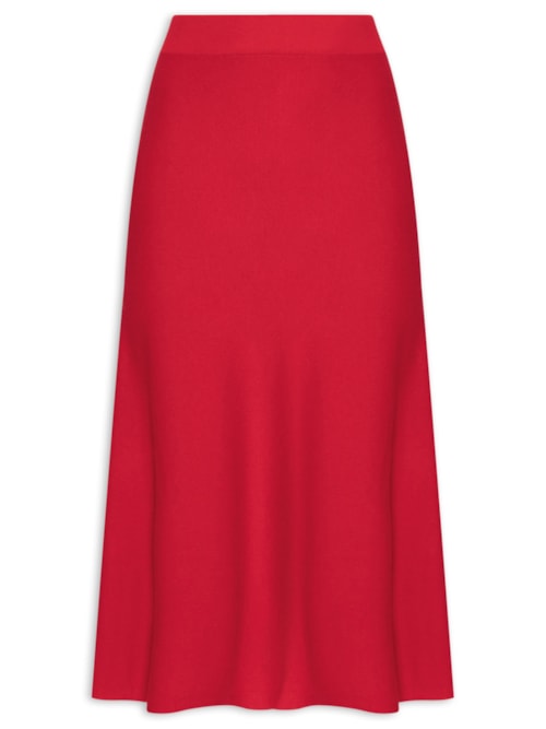 Saia Midi Com Blend de Lã e Cashmere - Vermelho