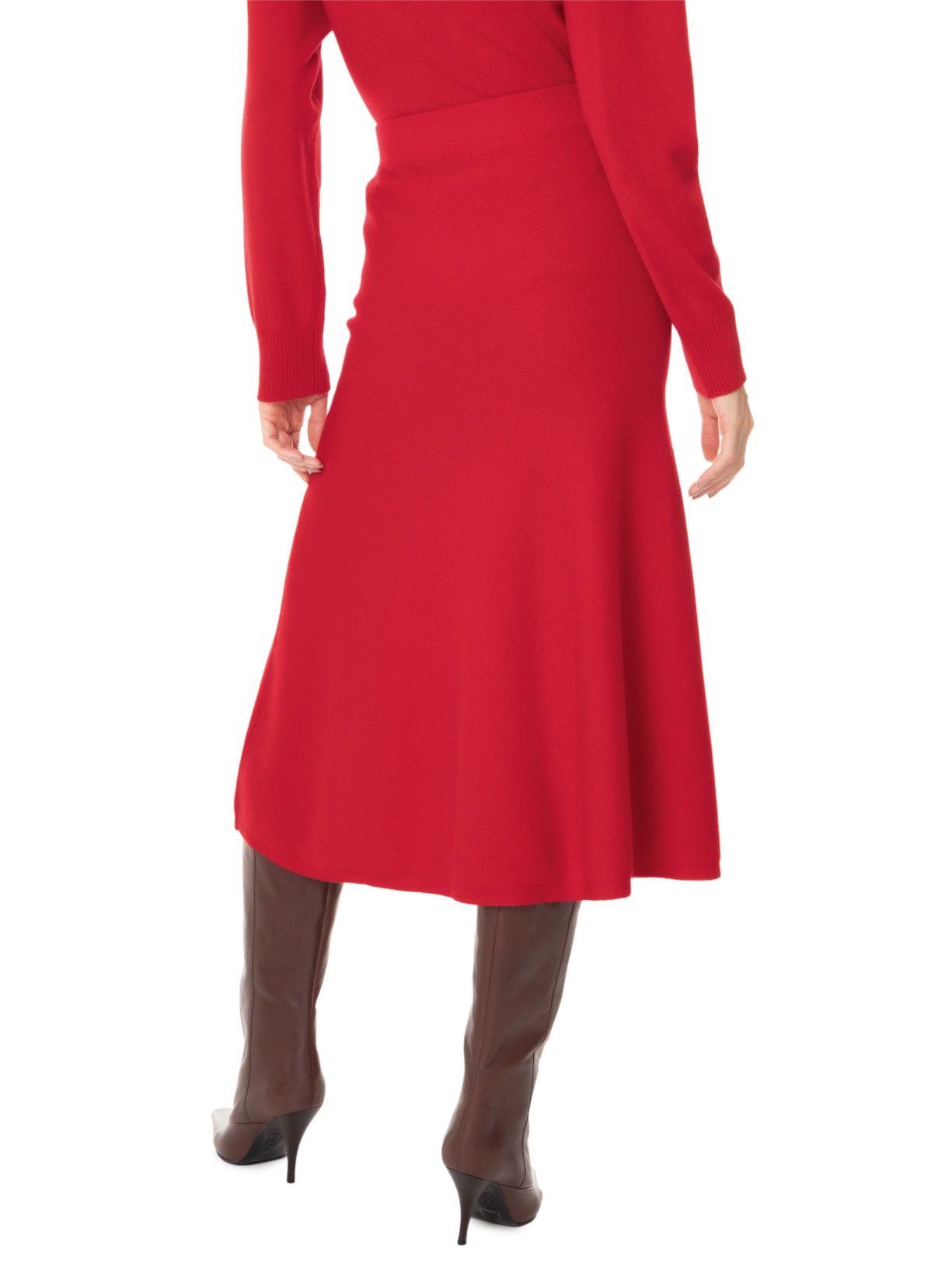 Saia Midi Com Blend de Lã e Cashmere Vermelho  '2Essential