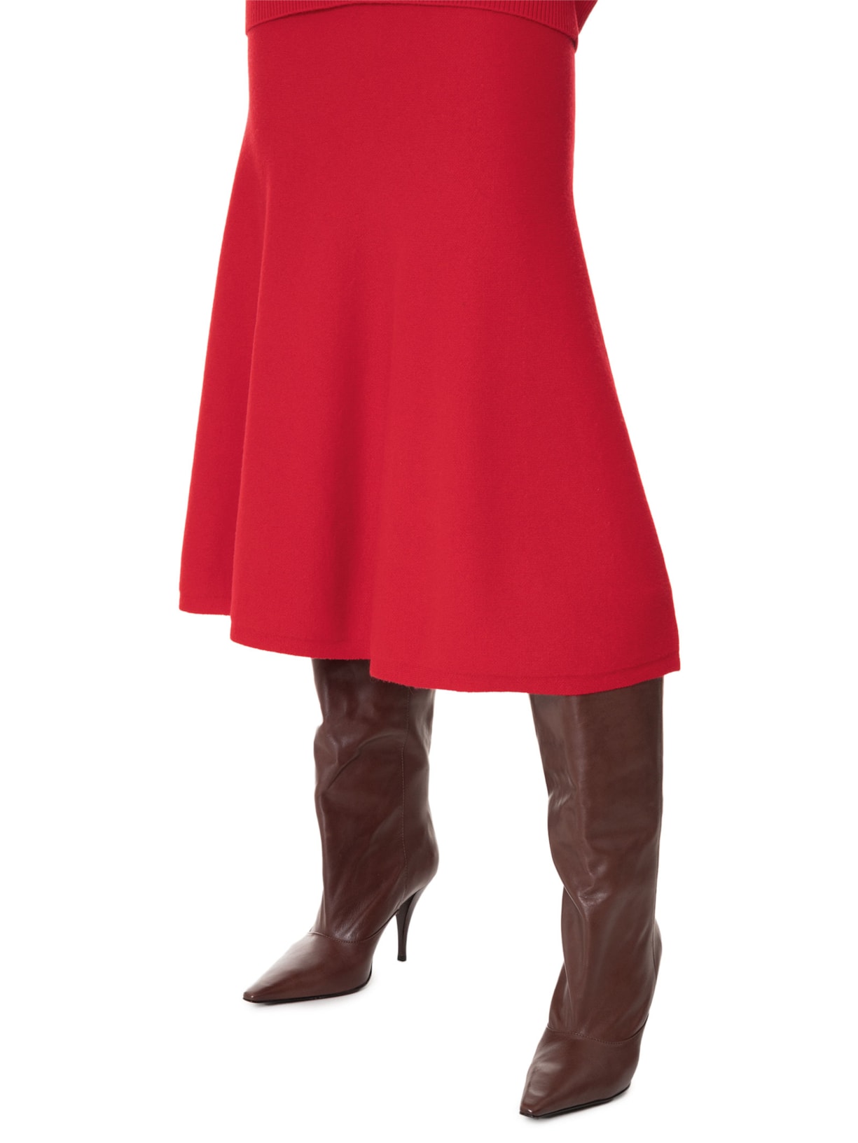 Saia Midi Com Blend de Lã e Cashmere Vermelho  '2Essential