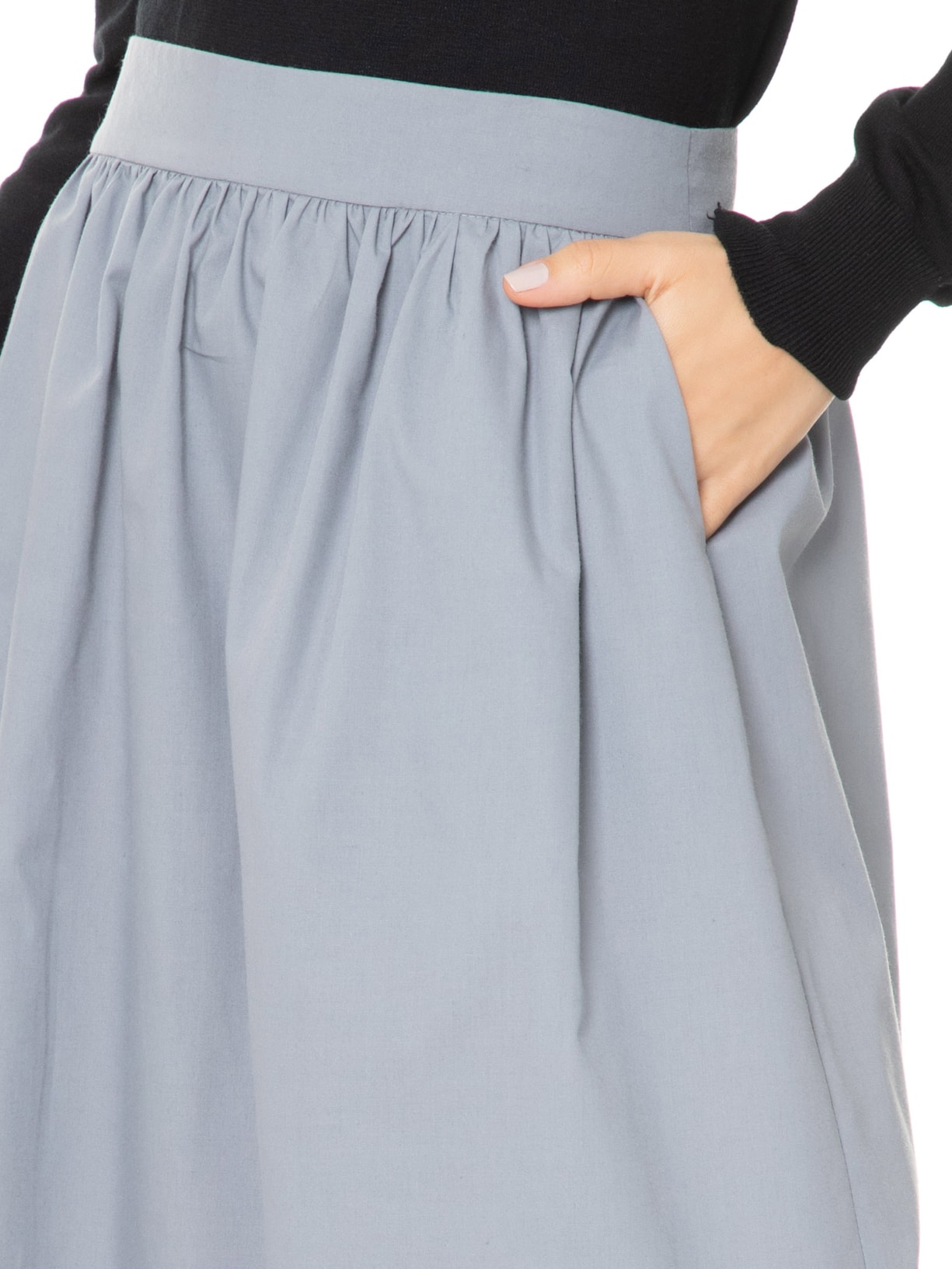 Saia Midi Com Bolso Cinza Basiq