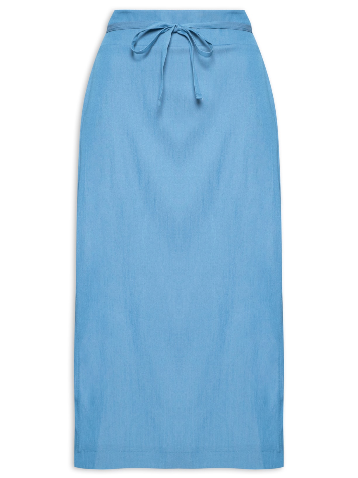 Saia Midi Com Fenda - Azul