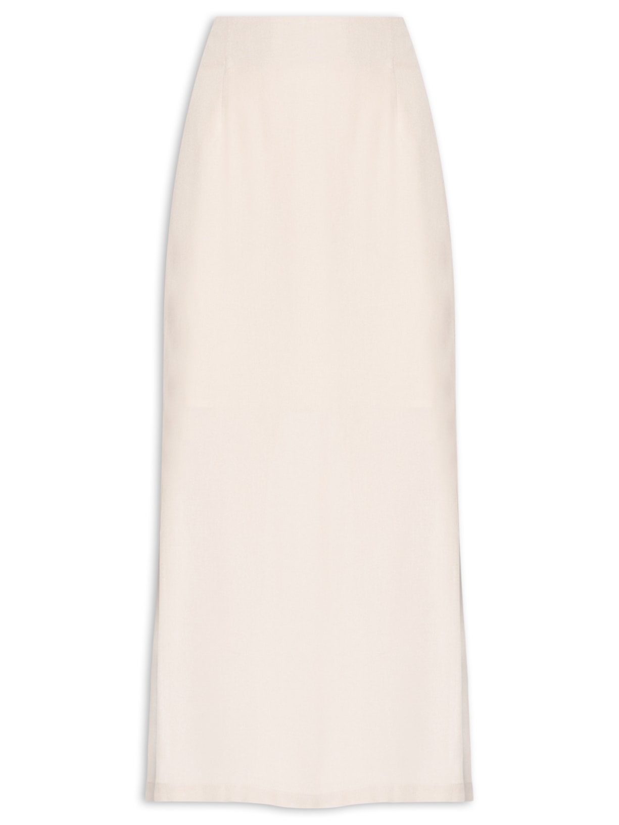 Saia Midi Com Fenda - Bege