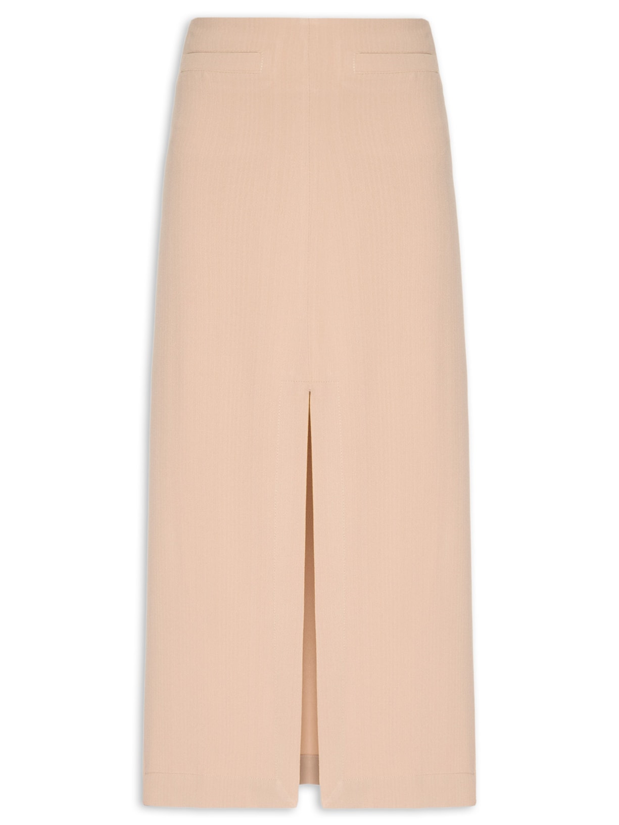 Saia Midi Com Fenda Frontal Em Crepe Bege '2Essential
