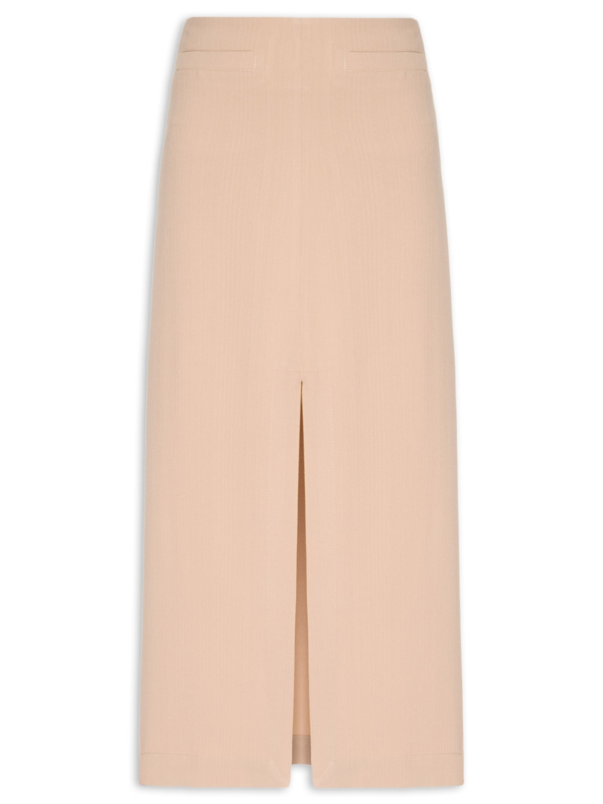 Saia Midi Com Fenda Frontal Em Crepe - Bege by '2ESSENTIAL