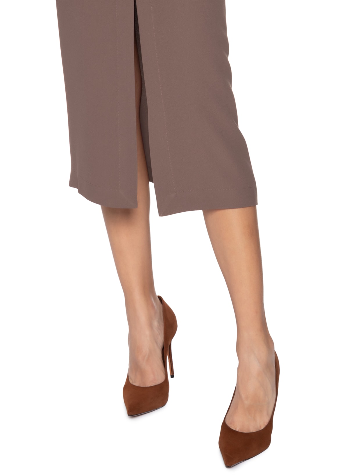 Saia Midi Com Fenda Frontal Em Crepe Marrom '2Essential