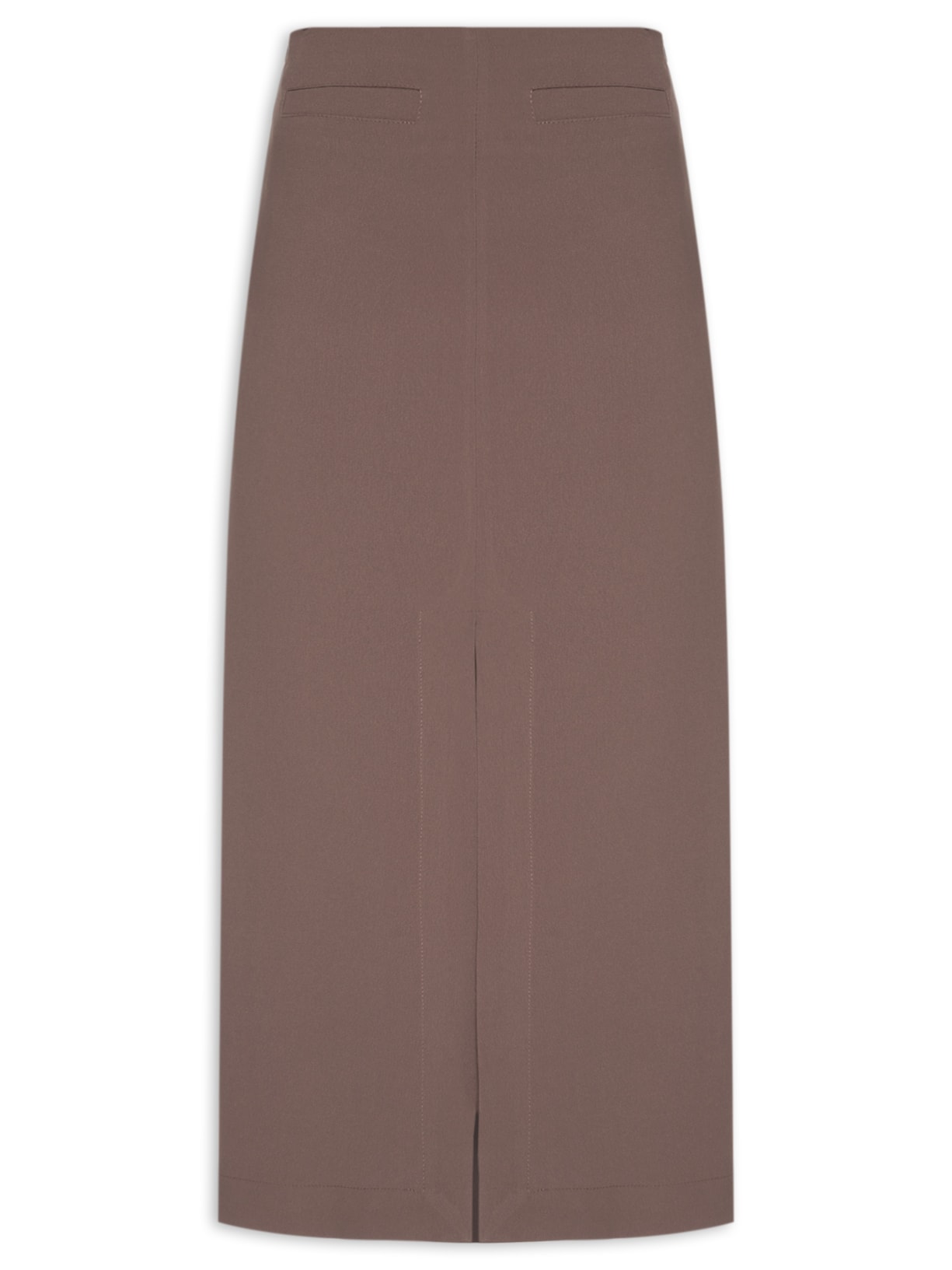 Saia Midi Com Fenda Frontal Em Crepe - Marrom