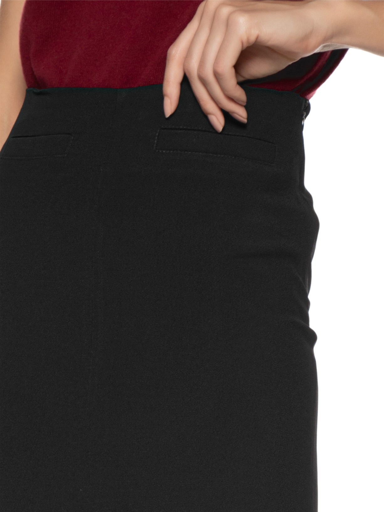 Saia Midi Com Fenda Frontal Em Crepe Preto '2Essential