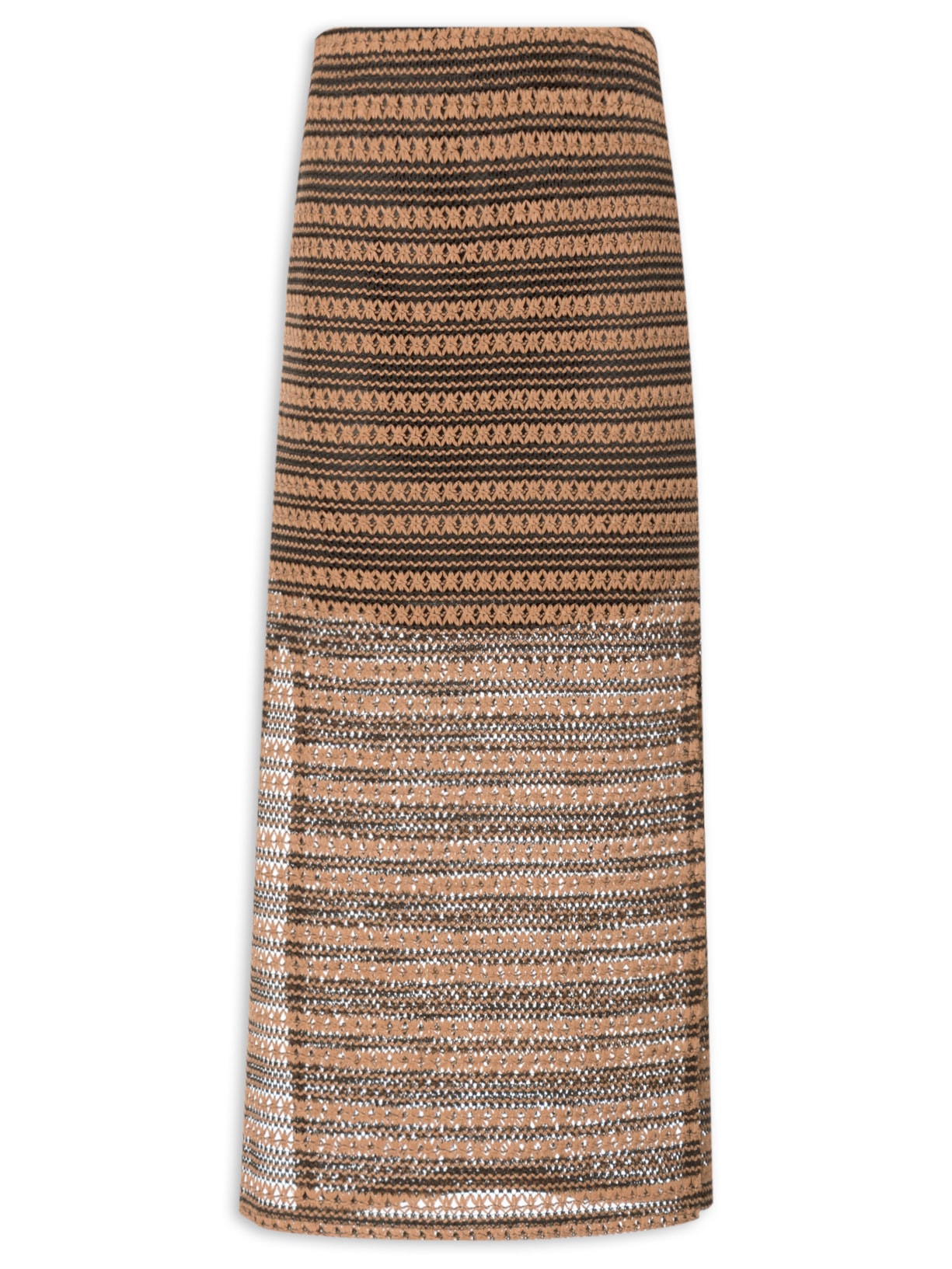 Saia Midi Com Fenda - Marrom