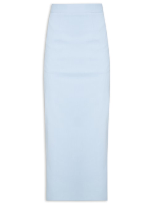 Saia Midi Com Fenda Nas Costas - Azul