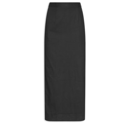 Saia Midi Com Fenda Nas Costas - Preto