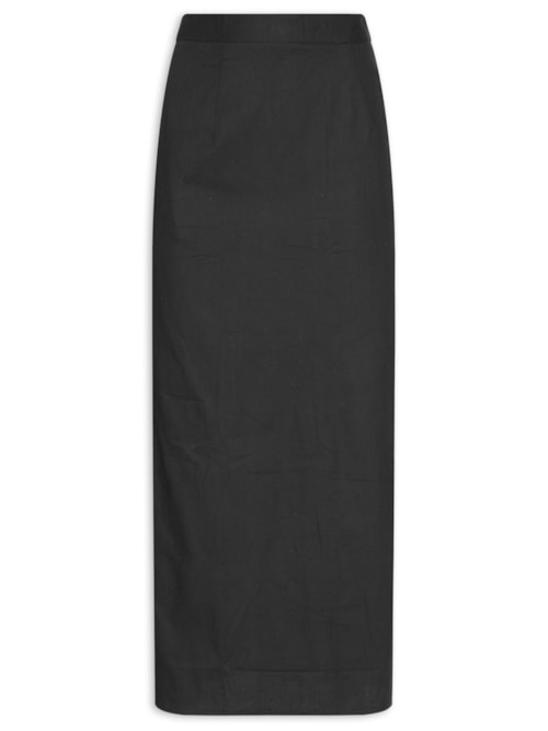 Saia Midi Com Fenda Nas Costas - Preto
