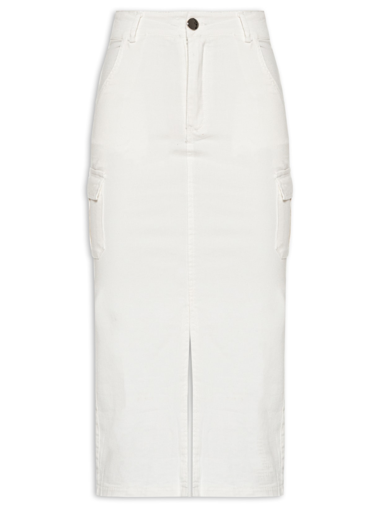 Saia Midi Com Fenda - Off White