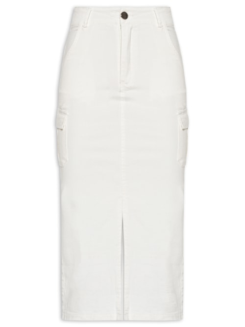 Saia Midi Com Fenda - Off White