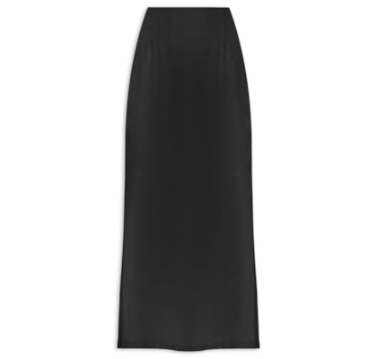 Saia Midi Com Fenda - Preto 