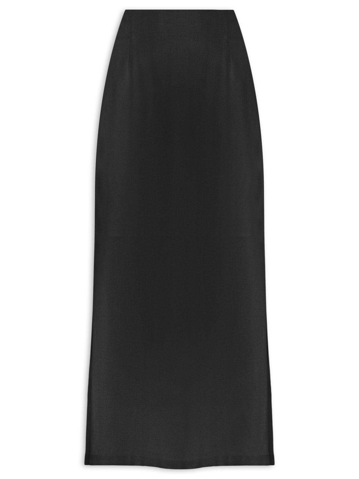 Saia Midi Com Fenda - Preto