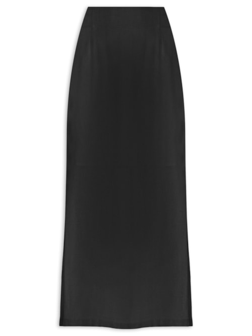 Saia Midi Com Fenda - Preto
