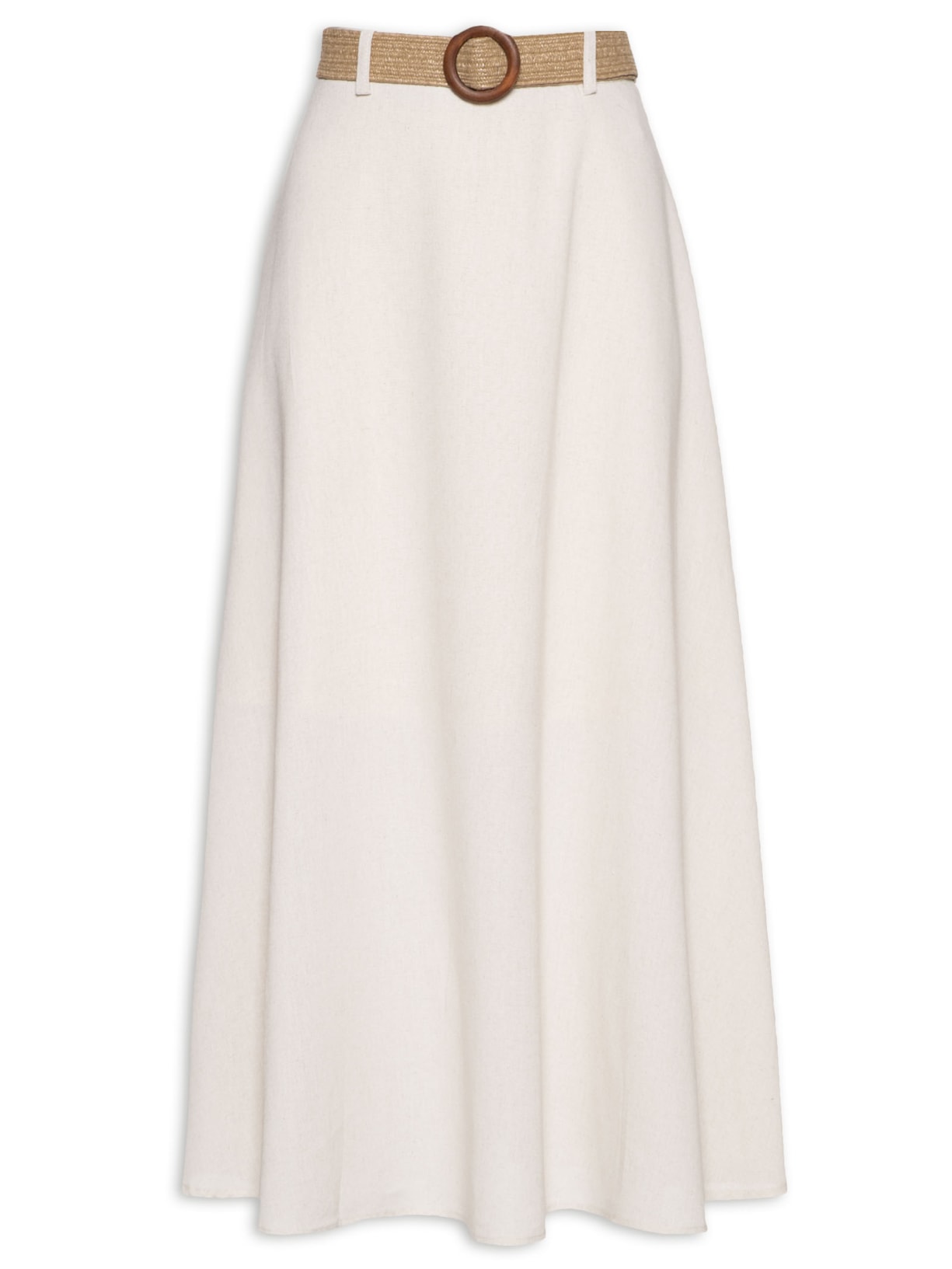 Saia Midi Com Forro - Bege