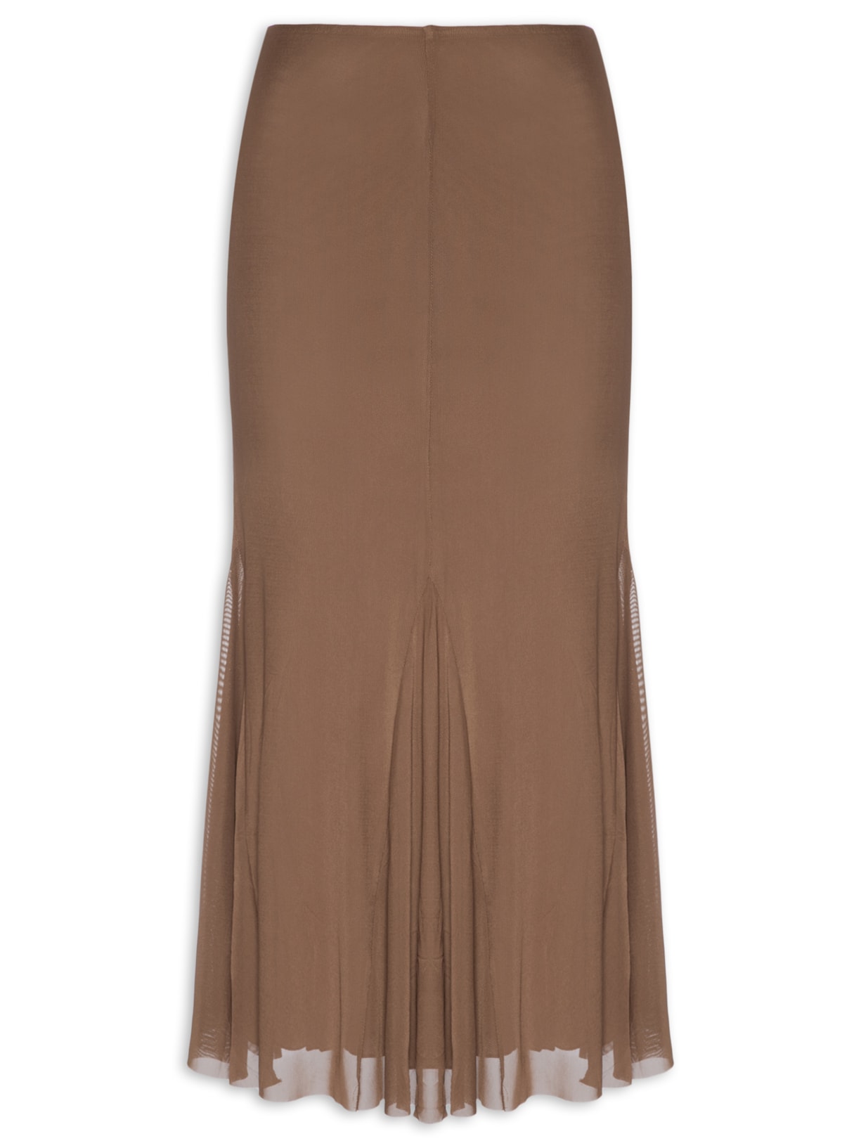 Saia Midi Com Nesgas - Marrom