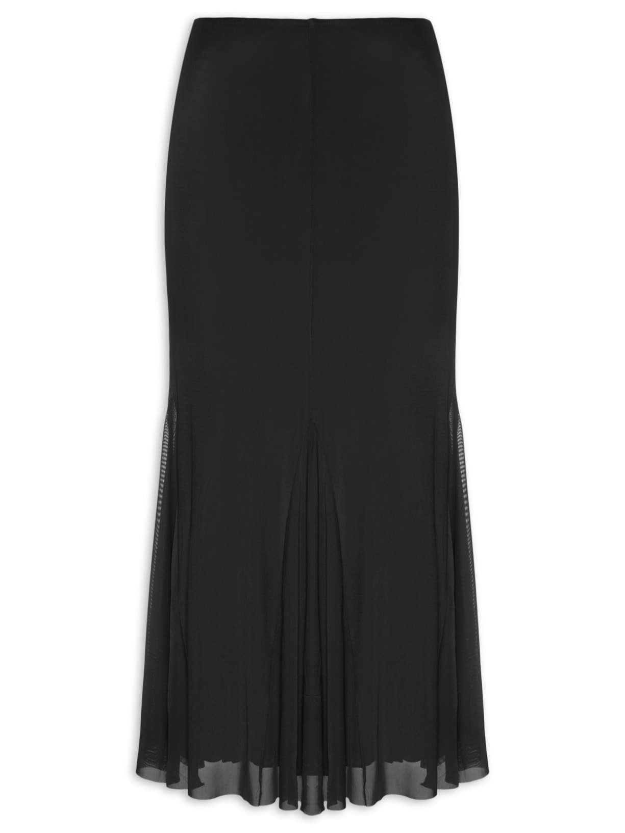 Saia Midi Com Nesgas - Preto