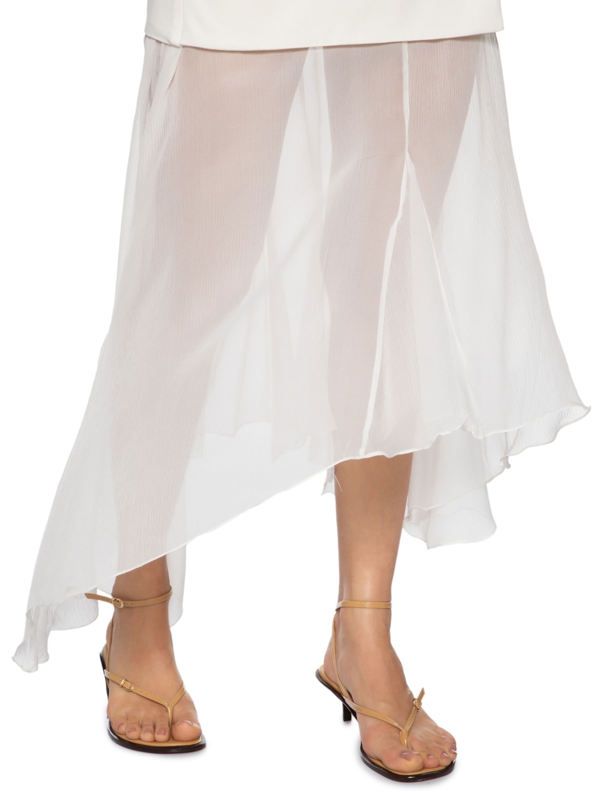 Saia Midi Com Pala Em Seda Pura Off White '2Essential