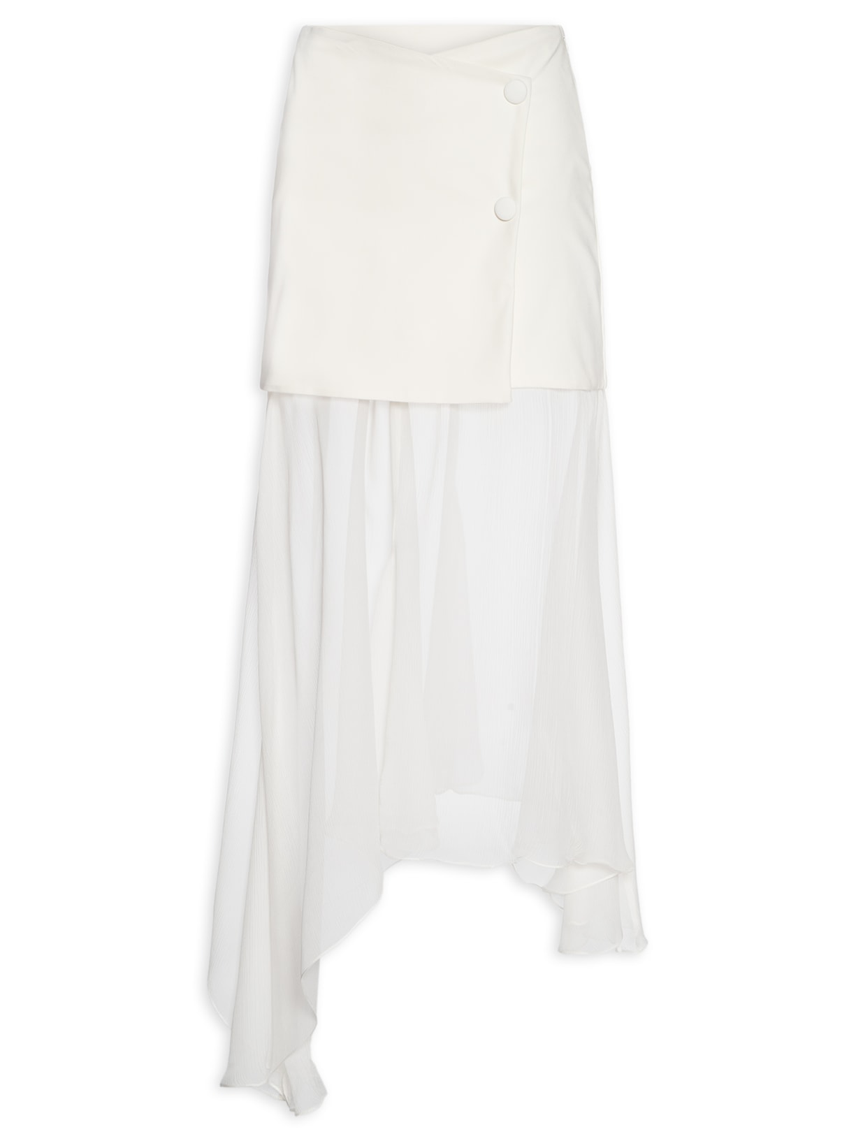 Saia Midi Com Pala Em Seda Pura - Off White