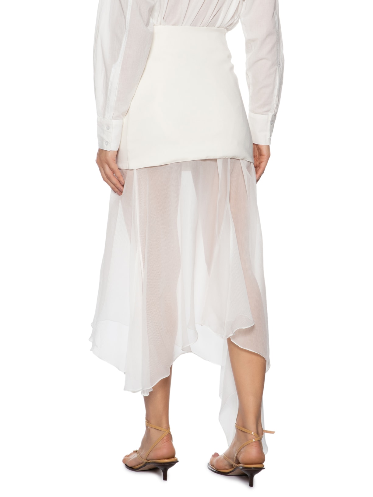 Saia Midi Com Pala Em Seda Pura Off White '2Essential