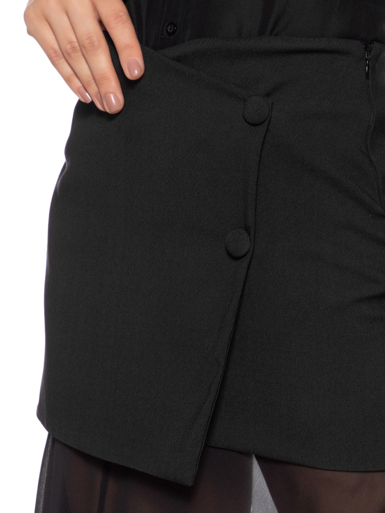 Saia Midi Com Pala Em Seda Pura Preto '2Essential