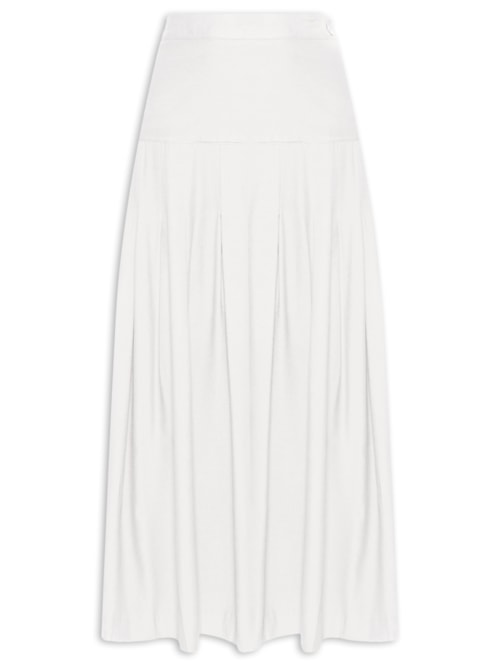 Saia Midi Com Prega - Off White