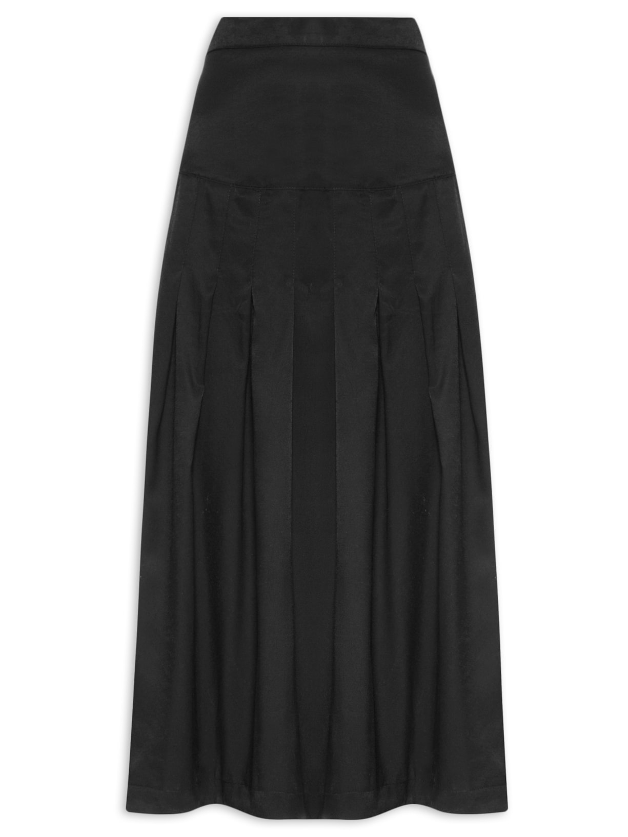 Saia Midi Com Prega - Preto