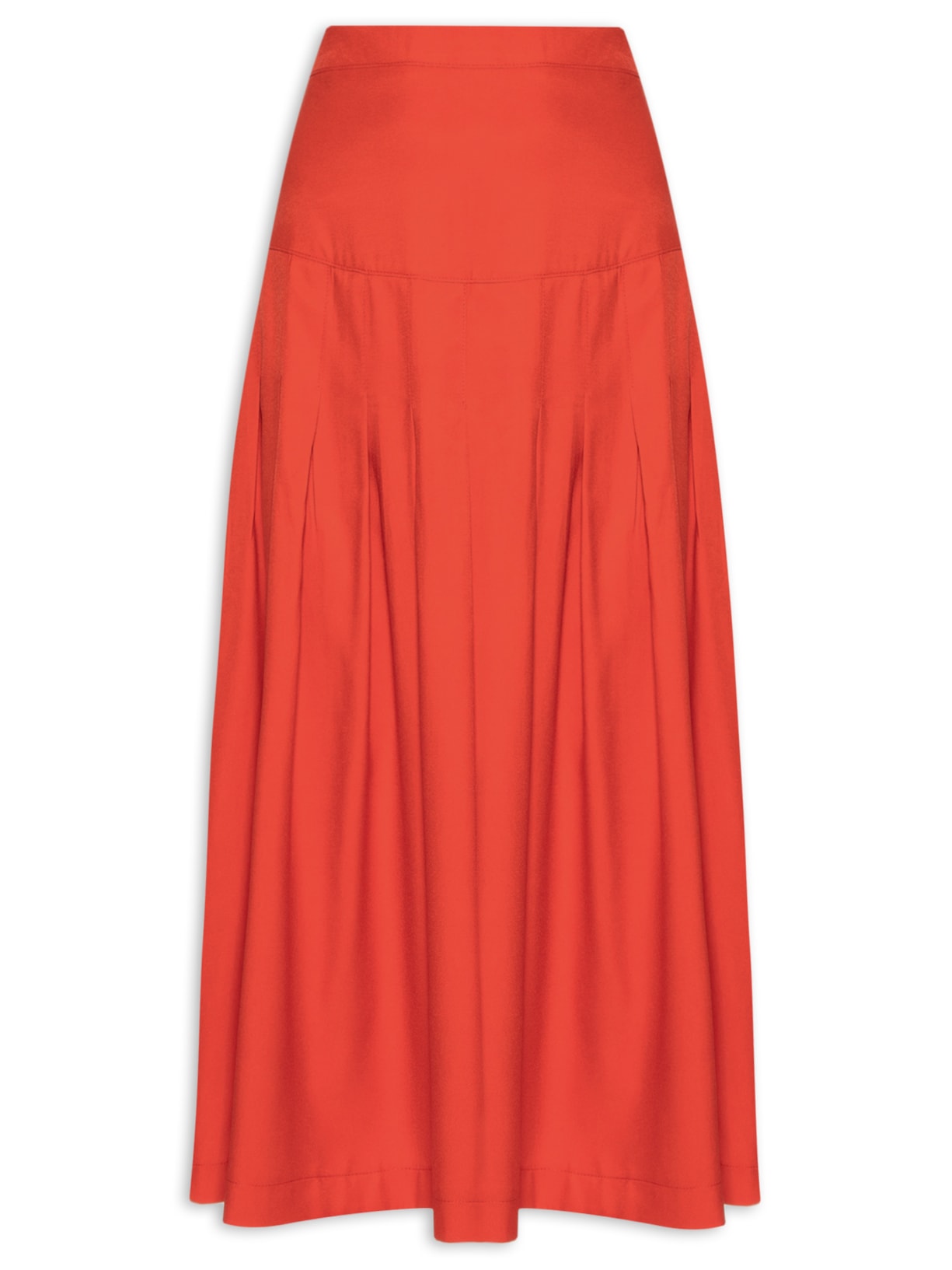 Saia Midi Com Prega - Vermelho