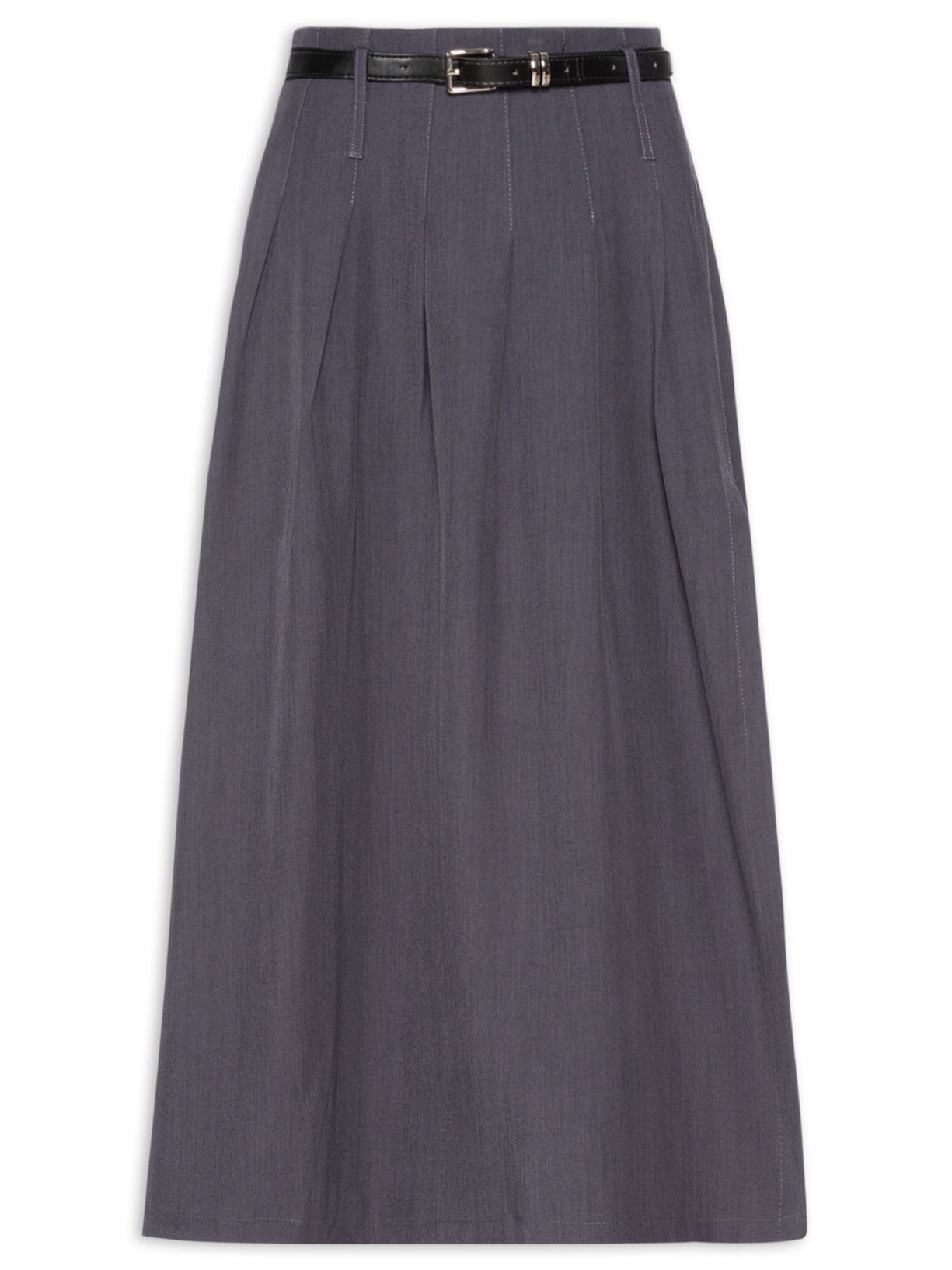 Saia Midi Com Pregas - Azul