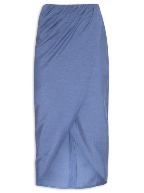 Saia Midi Com Transpasse - Azul