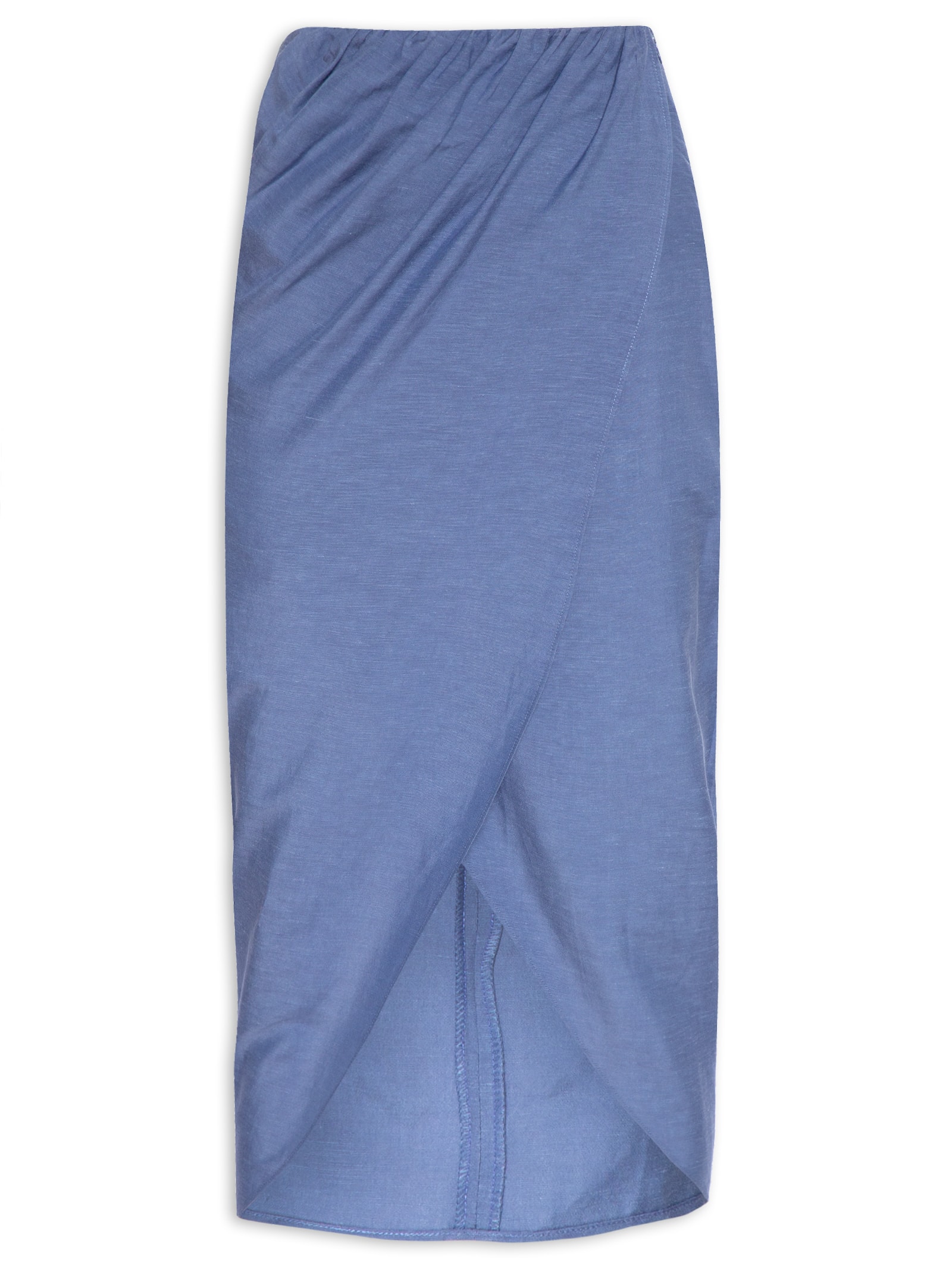 Saia Midi Com Transpasse Azul Shop2gether Saia Midi Com Transpasse Azul Shop2gether