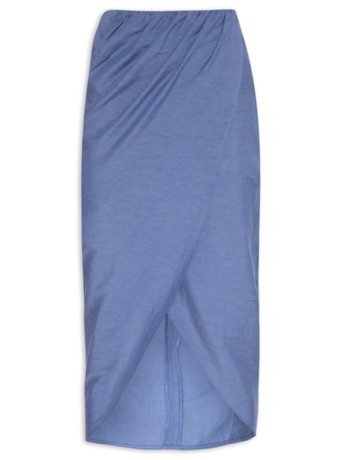 Saia Midi Com Transpasse - Azul
