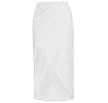 Saia Midi Com Transpasse - Branco