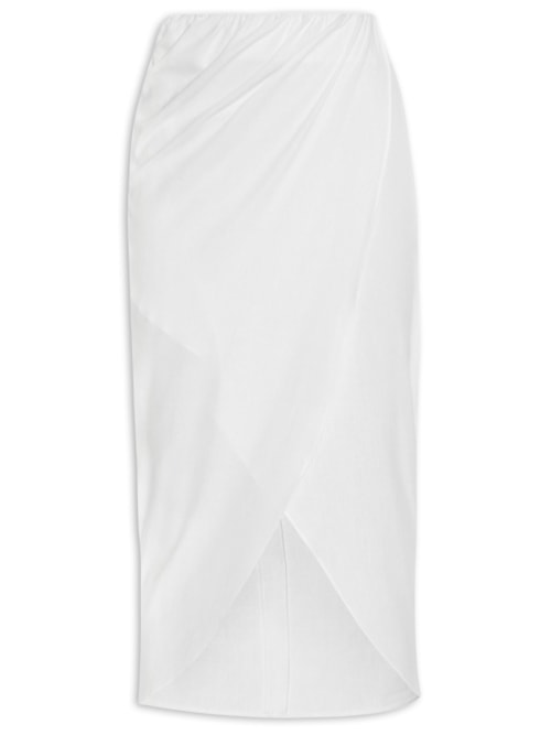 Saia Midi Com Transpasse - Branco